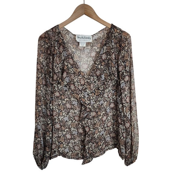 Diane Von Furstenberg Tops - Diane Von‎ Furstenberg Blouse Women's 6 Floral Sheer Long Sleeve